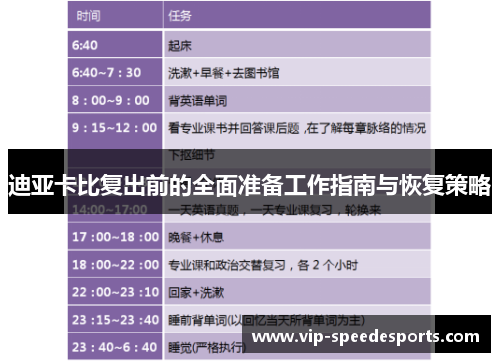 迪亚卡比复出前的全面准备工作指南与恢复策略