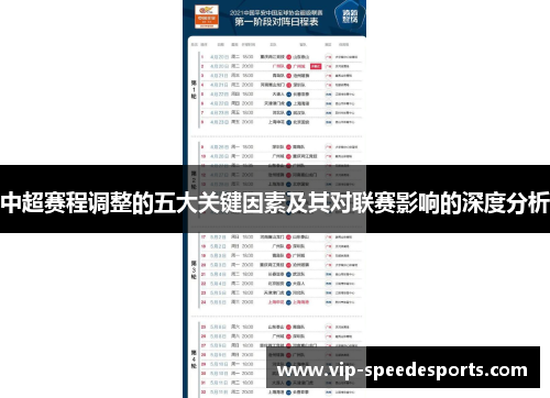 中超赛程调整的五大关键因素及其对联赛影响的深度分析 中超赛程调整的五大关键因素及其对联赛影响的深度分析